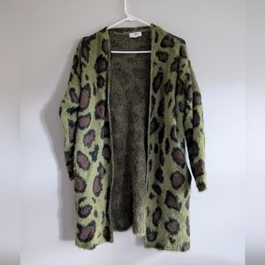 Leopard Print Open Front Sweater